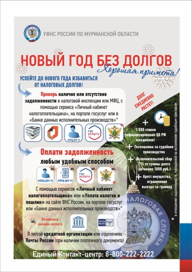 Новый год без налоговых долгов!