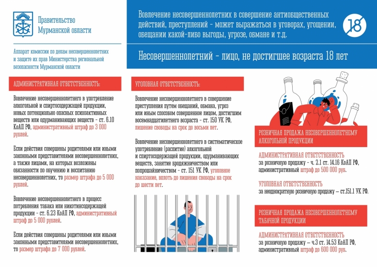 Об ответственности за вовлечение несовершеннолетних в преступную и антиобщественную деятельность